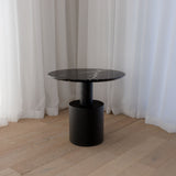 Theo Side Table - Nero Marquina Marble Top & Ebony Base