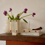 Trunk Vase - White Onyx with Rivets