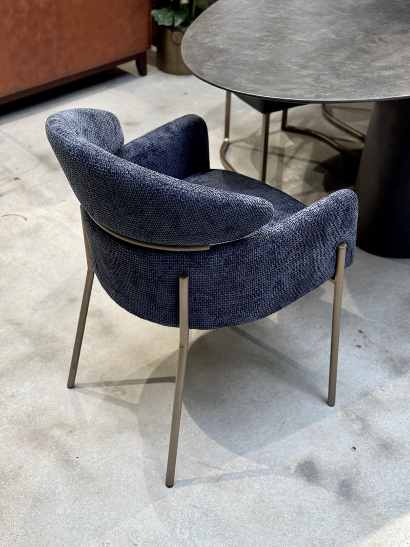 Esther Dining Chair - Deep Blue with Bronze Legs