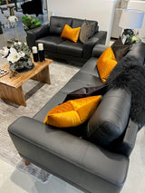 Valeria Leather 3 Seater - Black