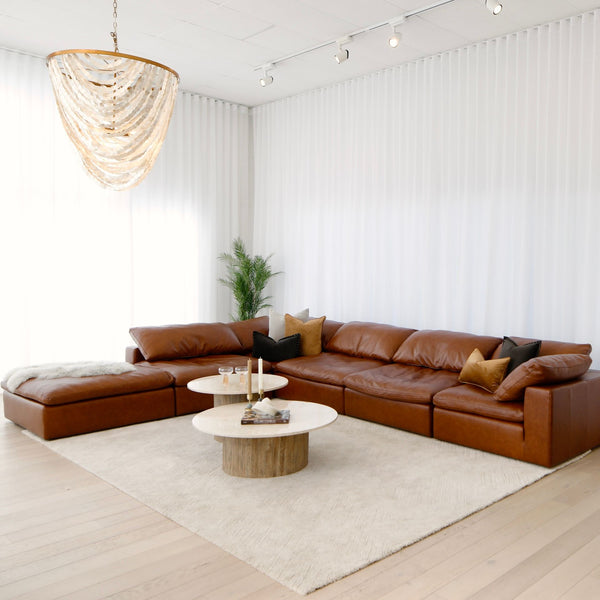 Cloud Corner Lounge with Ottoman - Cognac Leather