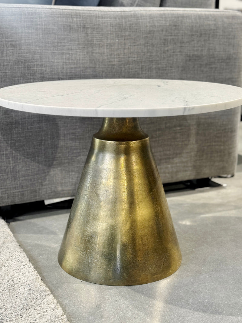 Cone Side Table - Marble top with Brass Base