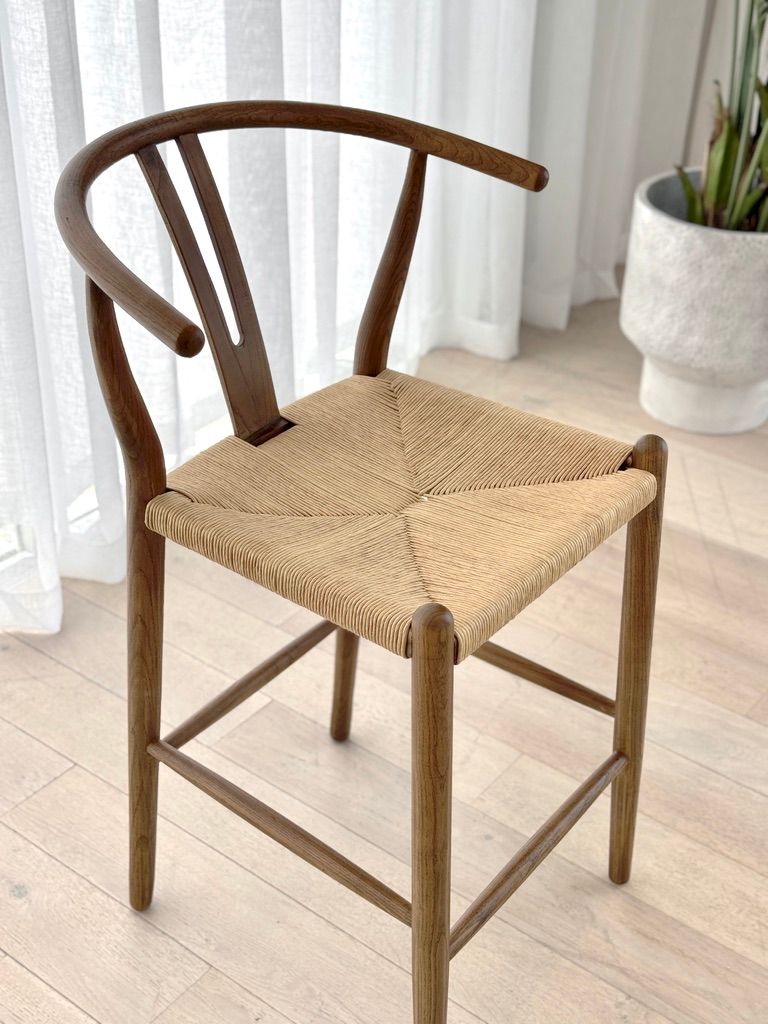 Elm Wishbone Counter Stool - Walnut