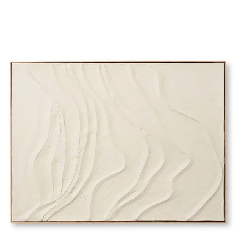 Wavy Hand Painted Wall Art - Beige