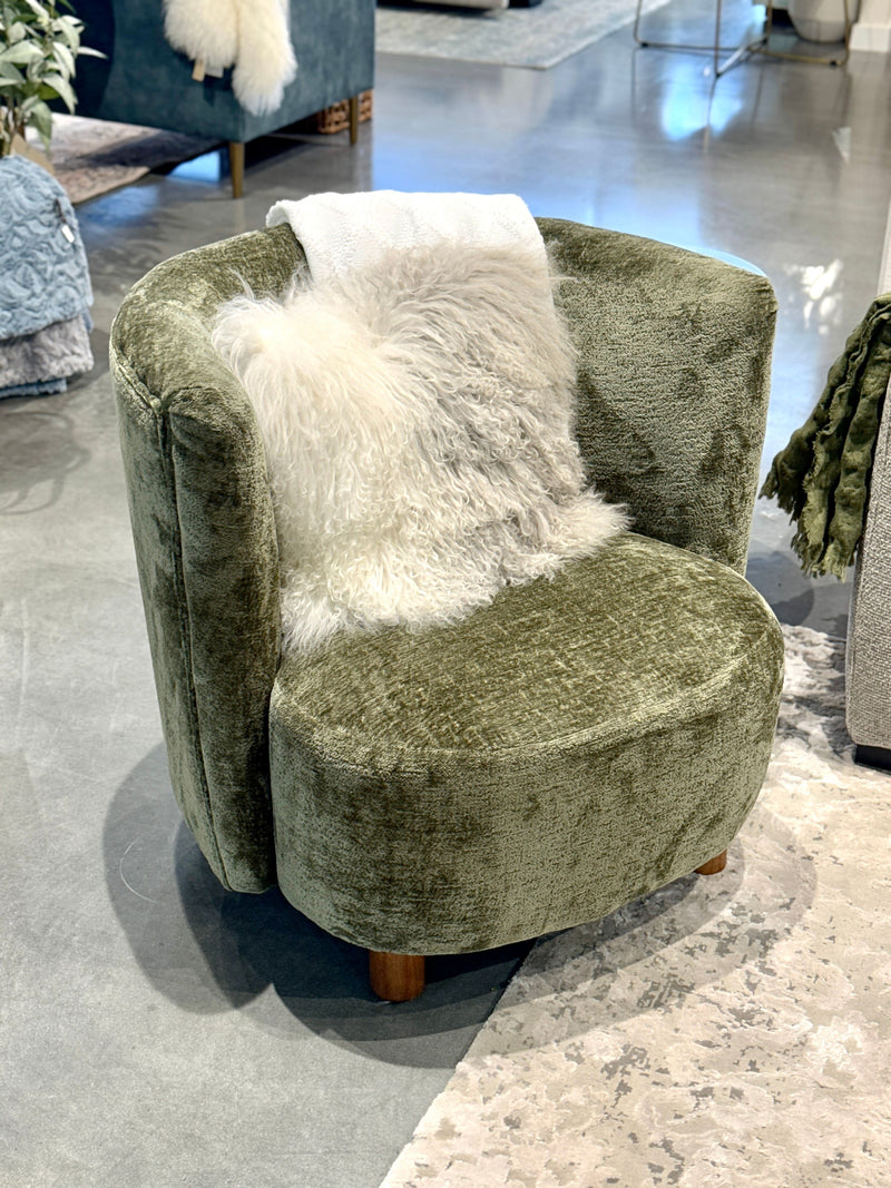 Chenille Armchair - Sage/Walnut