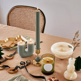 Beaded Fountain Medium Brass Candle Holder - Green