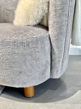 Chenille Armchair - Grey/Walnut