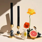 Column Pillar Candle Duo - Black