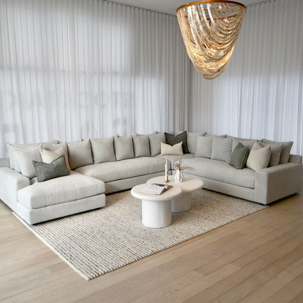 Sidney 6 Seater Corner Modular with Chaise - Cuddle Grey Gum