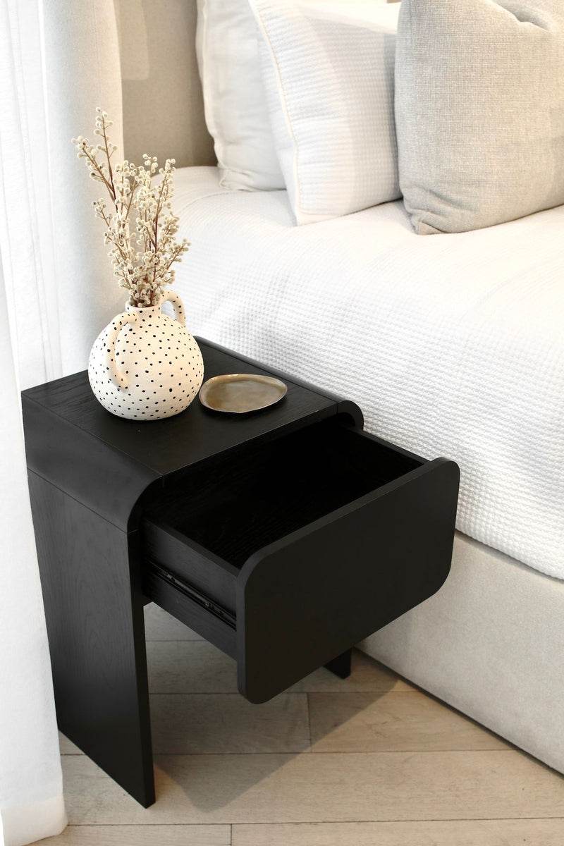 Oslo Bedroom Side Table - Black