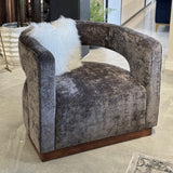 Aged Velvet Armchair - Grey