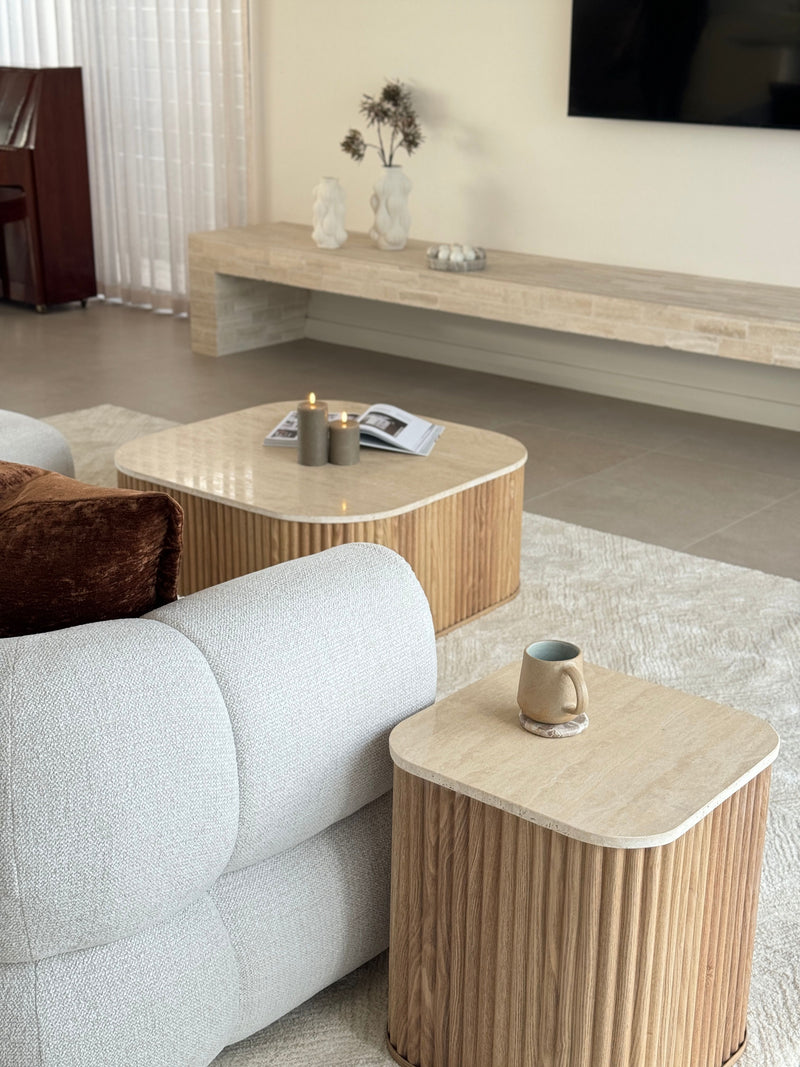 Travertine Side Table