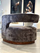 Aged Velvet Armchair - Grey