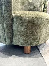 Chenille Armchair - Sage/Walnut