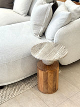 Sfera Marble Wood Side Table