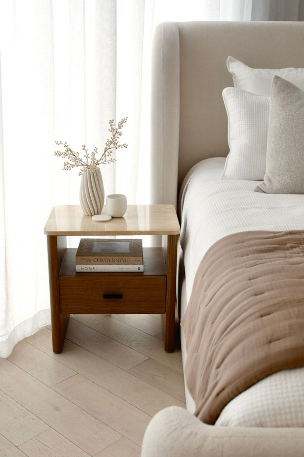 Oscar Travertine Look Bedside Table