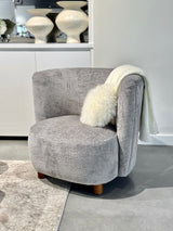 Chenille Armchair - Grey/Walnut