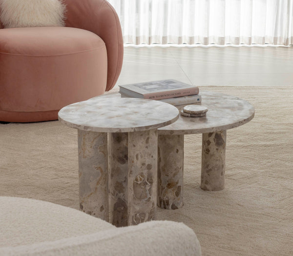 Marco Marble Side Table - Taupe