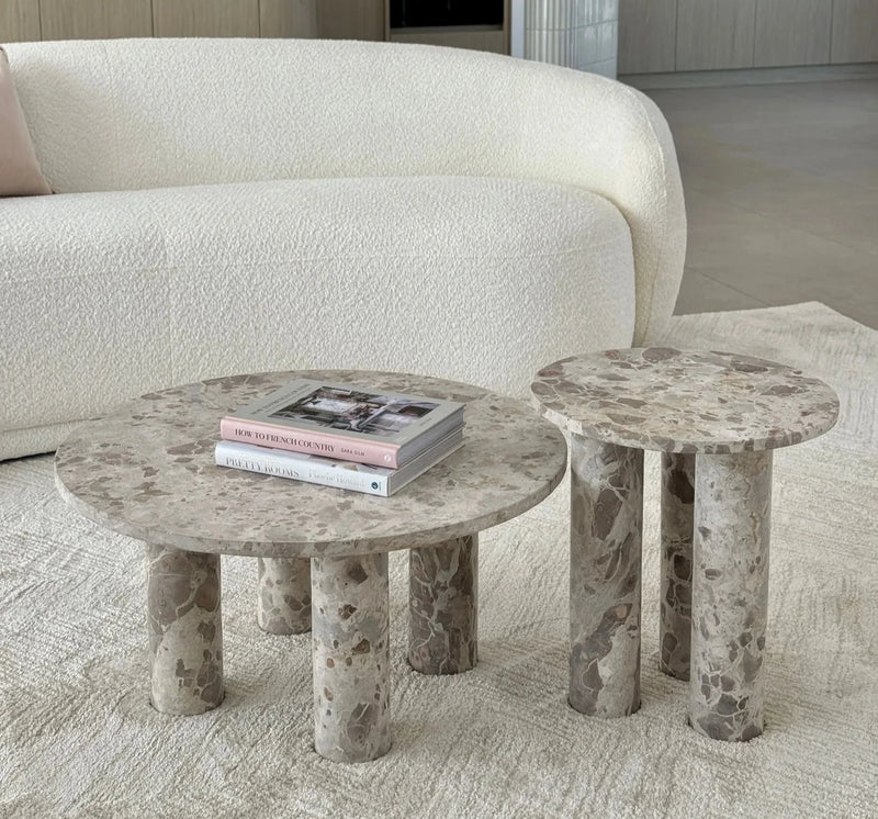 Marco Marble Side Table - Taupe