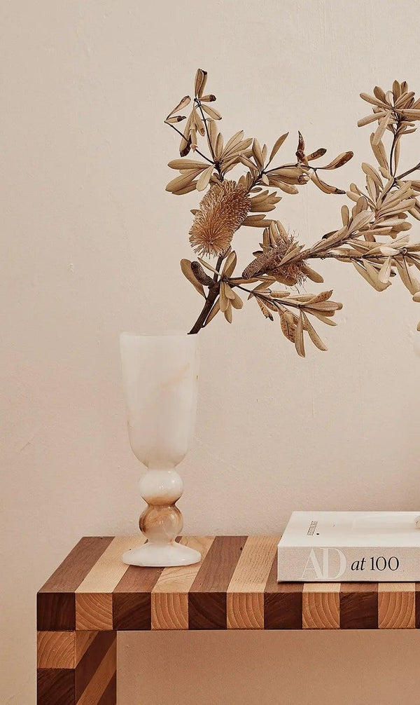 Orb White Onyx Vase