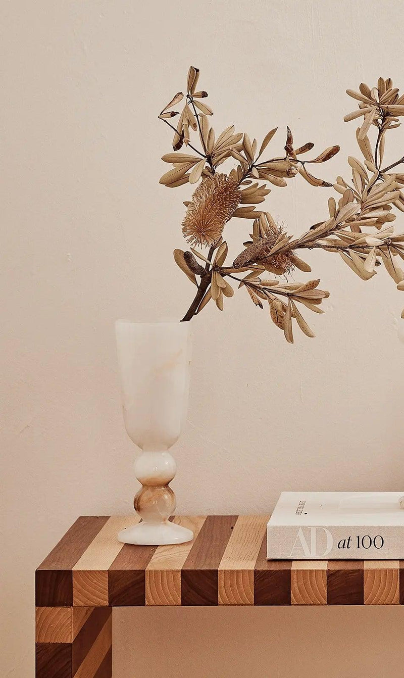 Orb White Onyx Vase
