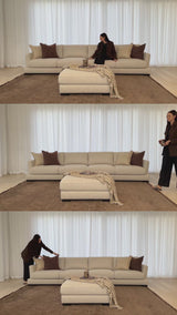 Harlow 4 Seater Lounge with Ottoman - Sand