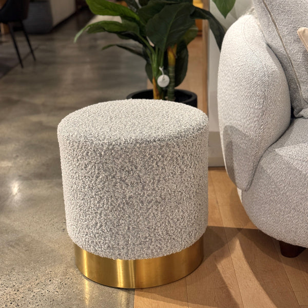 Milan Ottoman Small - Black & White Boucle