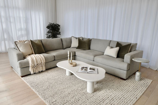 Monaco Corner Lounge - 5 Extra Wide Seats - Light Grey
