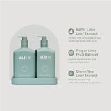 Al.ive Wash & Lotion Duo + Tray - Kaffir Lime & Green Tea