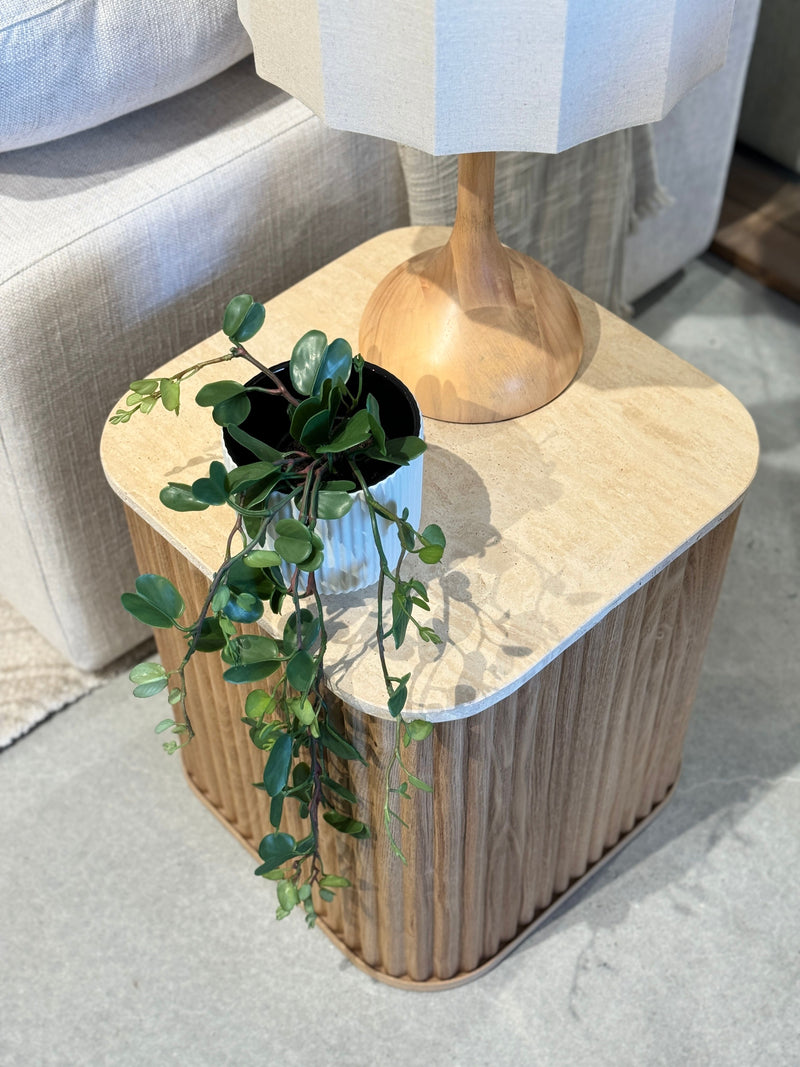 Travertine Side Table