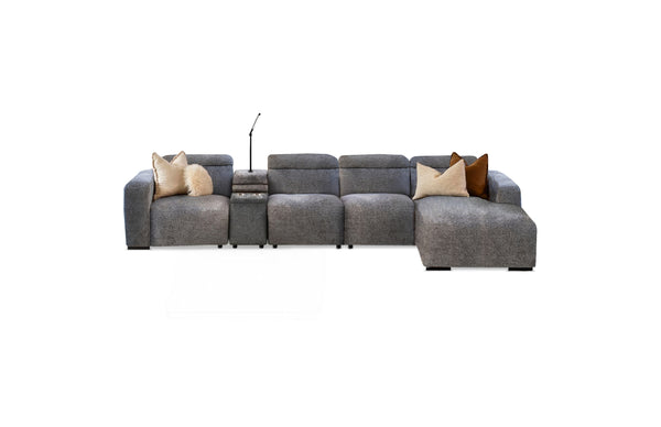 Zayn 4 Seater with Chaise & Console - Marshmallow