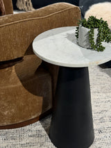 Cone Side Table - Black base Marble top