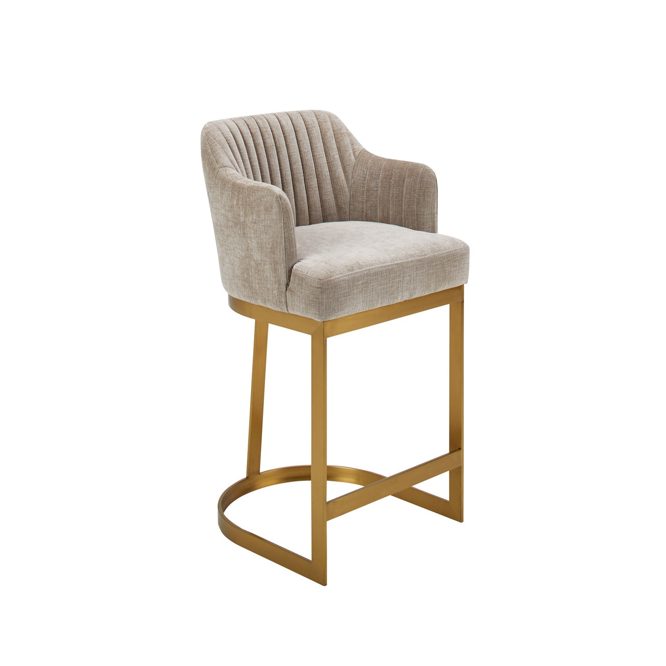 Martini Upholstered Stool with Gold Legs Wheat The Furniture Gallery