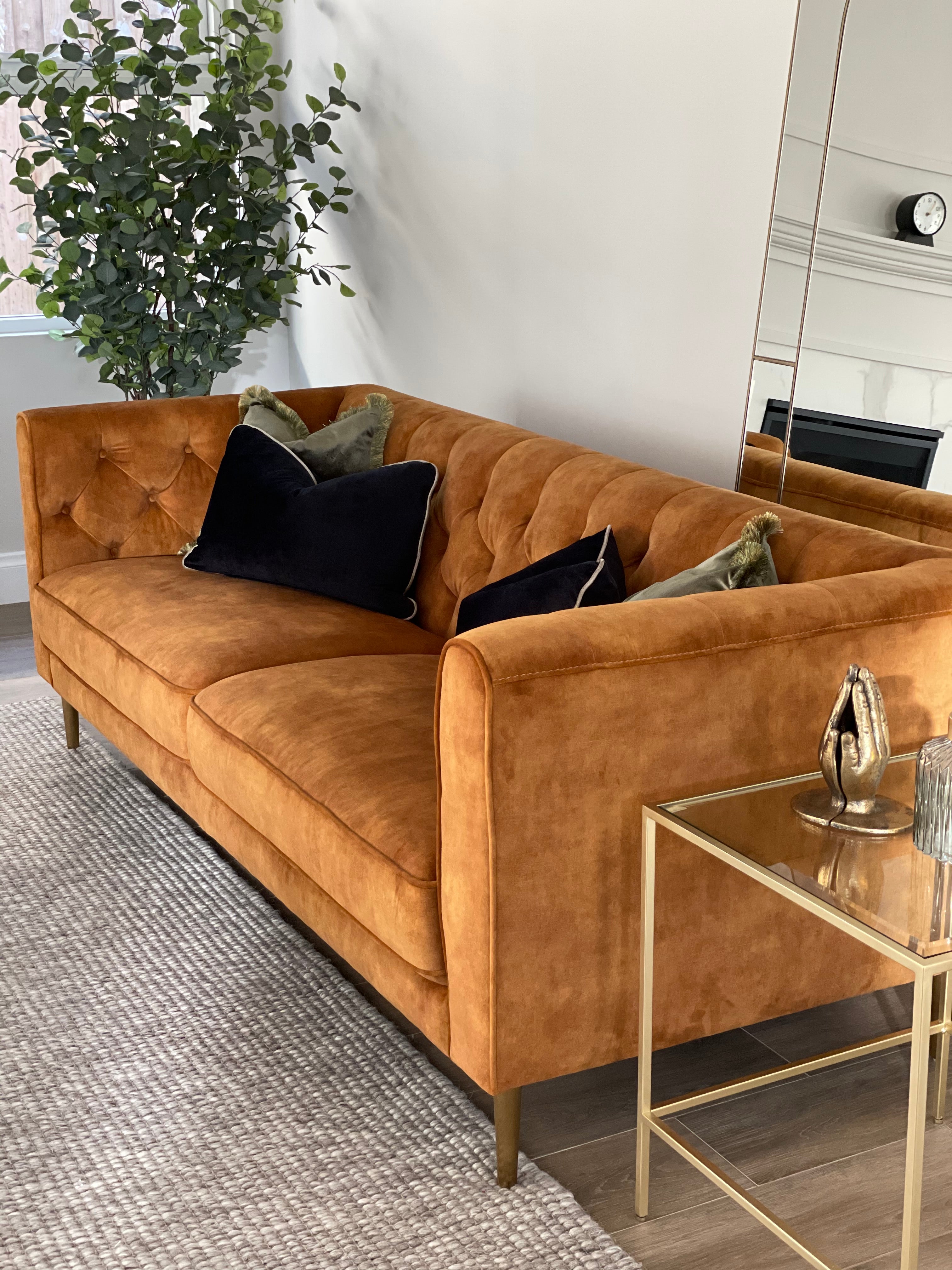 Buy Bloomsburg Gold Velvet Sofa in Perth, Osborne Park, Joondalup WA
