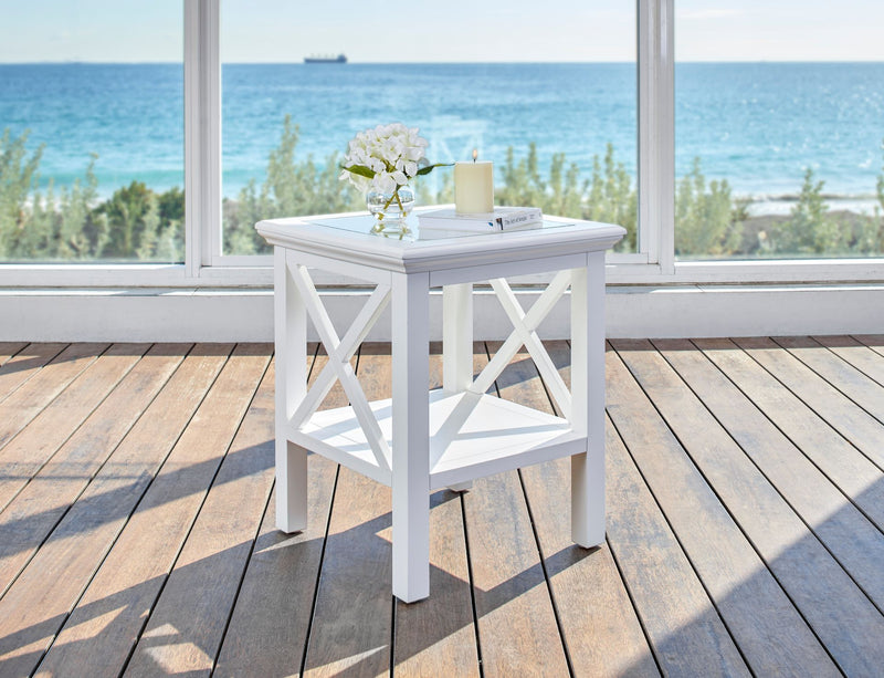 Hampton Glass Top Side Table