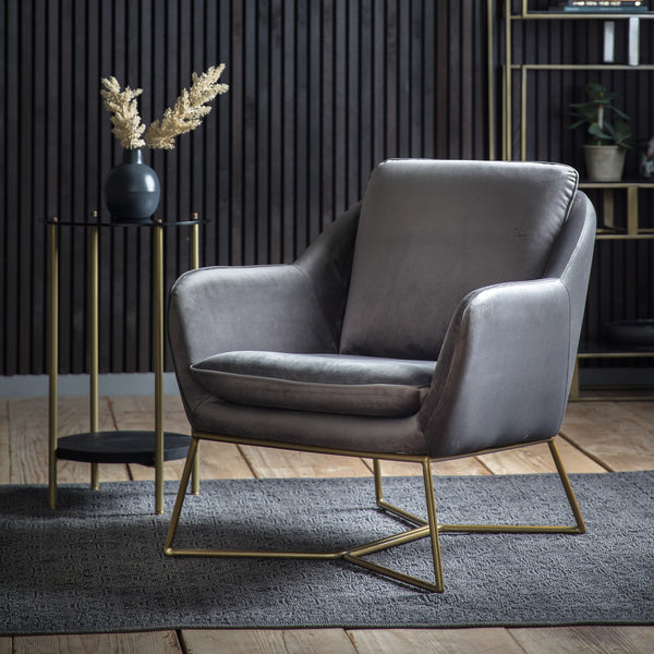 Lucca Velvet Chair - Charcoal