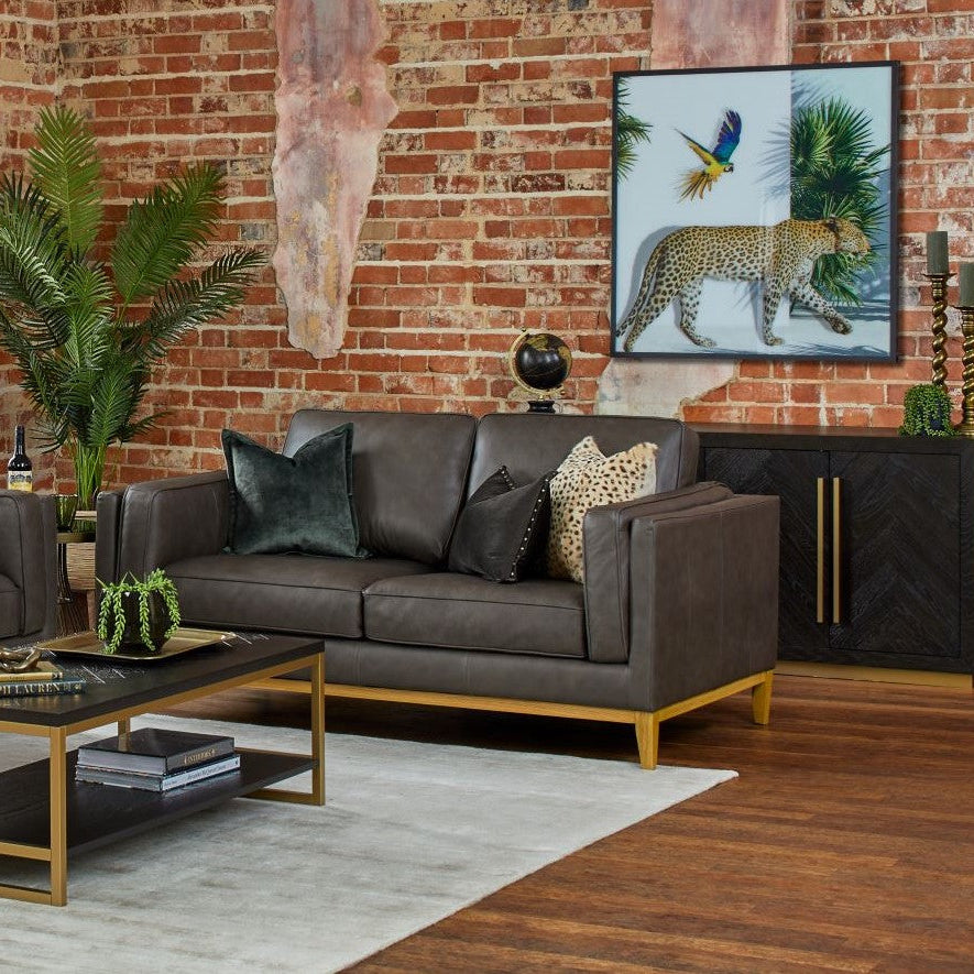 Buy Grey Ultimo 2 Seater Leather Sofa Lounge in Perth, Osborne Park