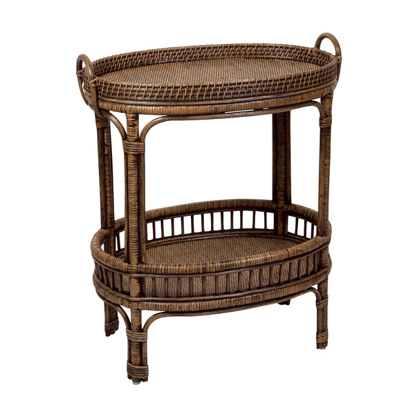Beaux Rattan Two Tier Oval Table