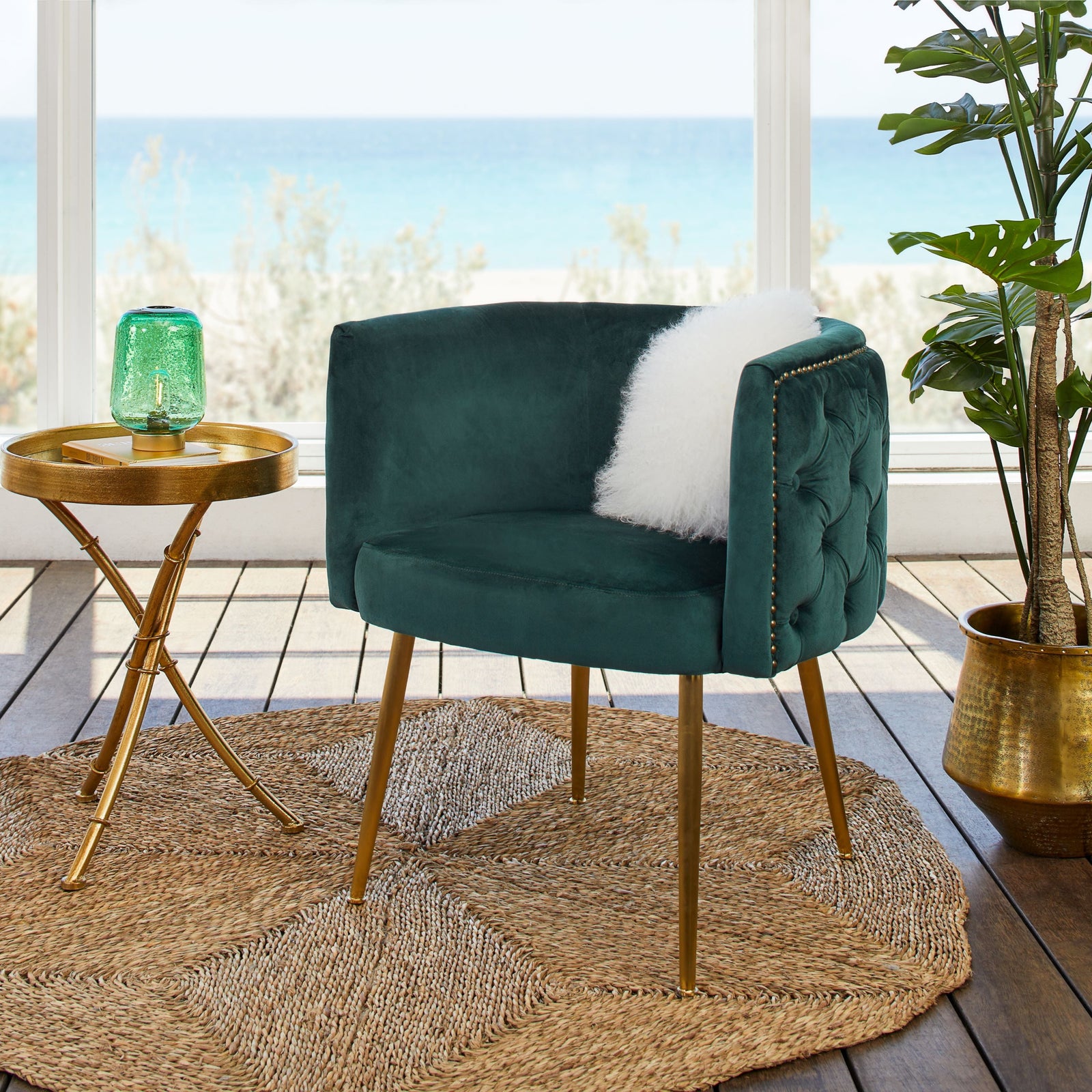 Buy Botanica Emerald Green Velvet Armchair in Perth, Osborne Park