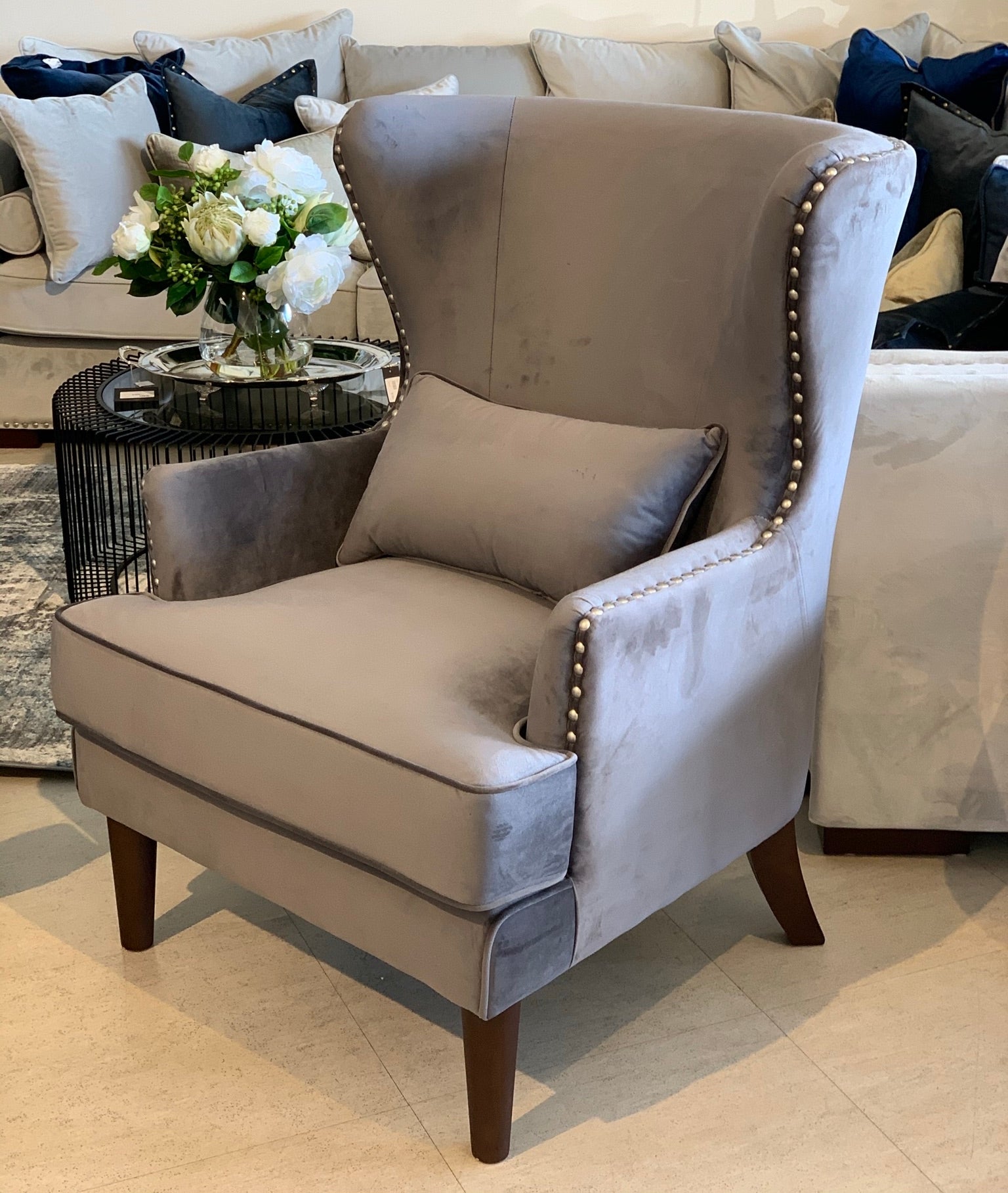 Buy Obernai Storm Velvet Arm Chair in Perth, Osborne Park, Joondalup WA ...